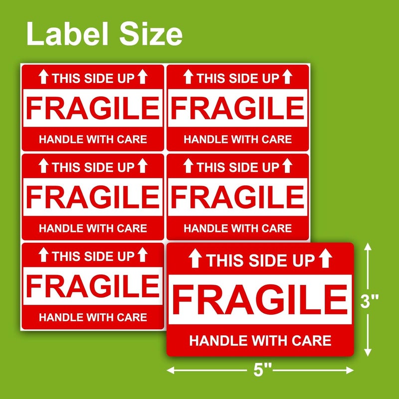 Anylabel 210 Pcs 3" x 5" Large Fragile Stickers for Shipping, This Side Up Labels, Handle with Care for Shipping, Fragile Stickers for Moving(6 Labels per Sheet, 35 Sheets) - Image 3